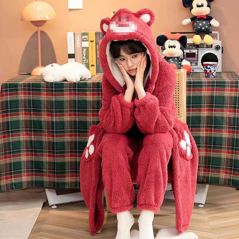 秋冬のベルベットの暖かいサンゴのベルベットのパチャ犬の寝衣の家の服の美楽ティのモンスターのパジャマは代行できます。|undefined