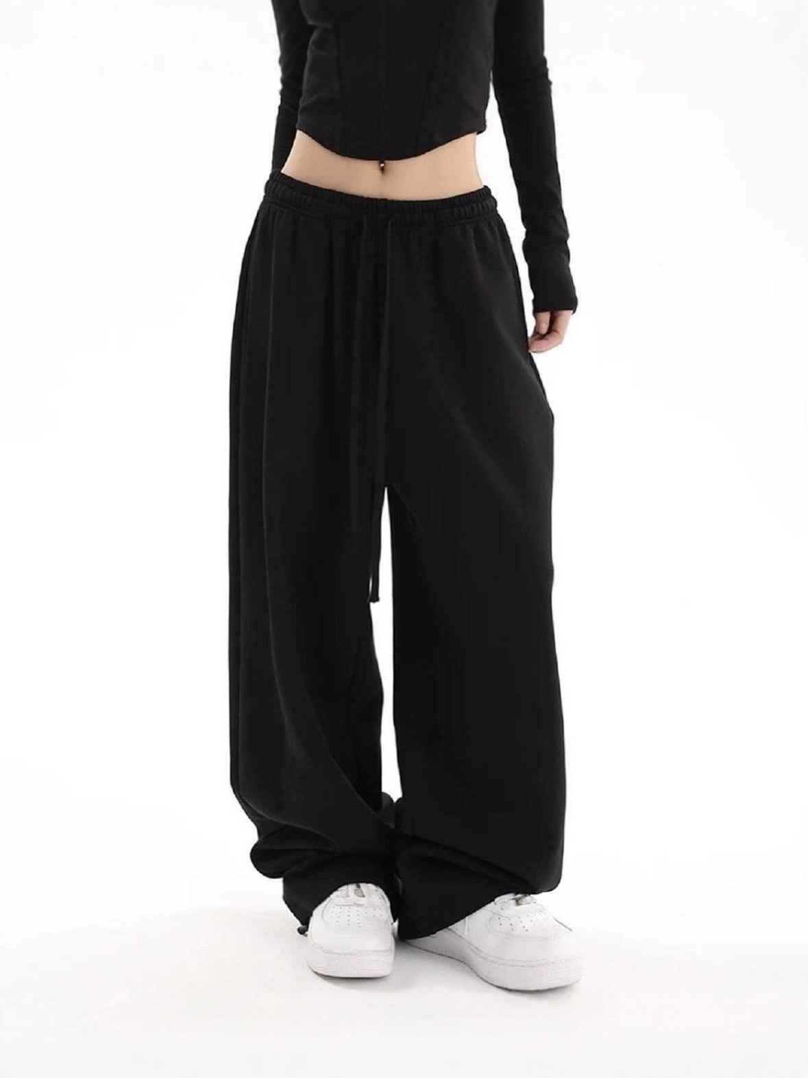 Cross-border Aliexpress pantalones simples de color sólido mujeres hip-hop tendencia casual pantalones deportivos rectos sueltos pantalones largos image 4