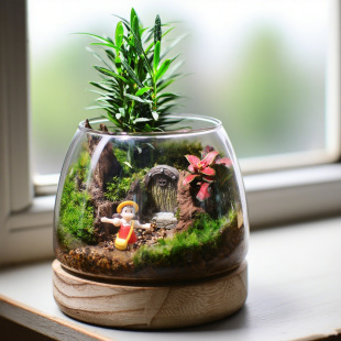 [Qingfeng Cottage] Moss Micro-Landscape Finished Product Creative Desktop Landscaping Bottle Gift Real Plant Stone