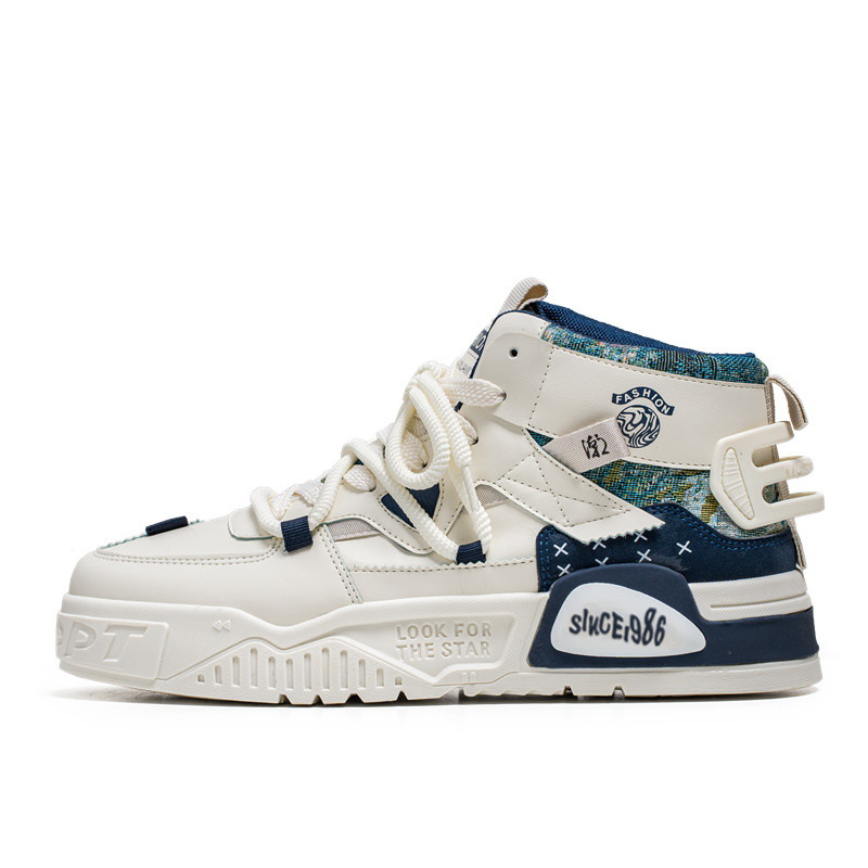 原创小众中帮韩版男士时尚百搭休闲鞋户外轻盈舒适缓震运动滑板鞋