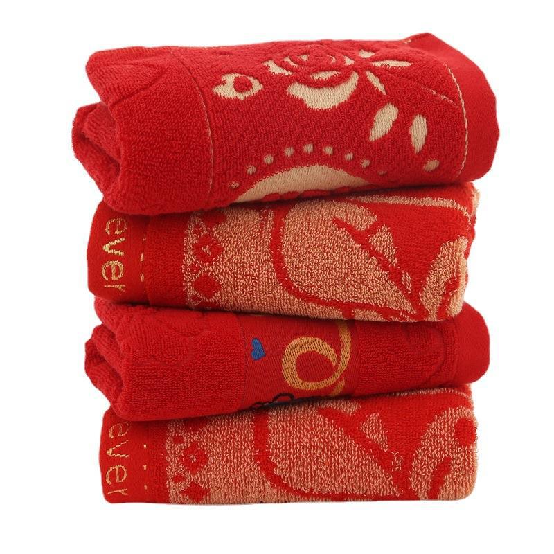 순면 웨딩 리턴 기프트 타월 레드 웨딩 타월 웨딩 레드 기프트 타월 도매 탈색 없음 공장 도매