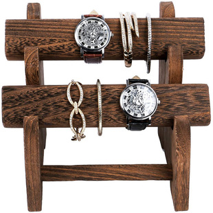 Creative Oval Detachable Wooden 2-Layer Jewelry Bracelet Bracelet Display Stand Home Exhibition Watch Stand