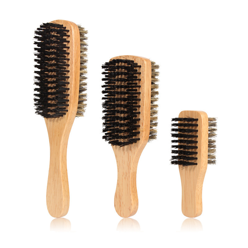 メーカー卸売り男性ひげスタイル豚毛ひげブラシ両面木柄ヘアブラシ櫛ナイロンひげブラシ|undefined