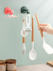 廚房免打孔章魚旋轉掛鈎多功能掛架無痕免釘可摺疊鍋鏟收納置物架