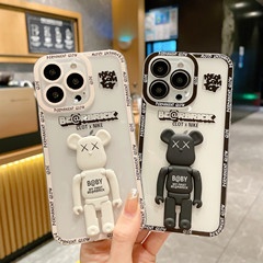 Apple 15RO バイオレットベアスタンド付きスマホケース iPhone12 13 全面保護ソフトケース エンジェルアイズ保護カバー