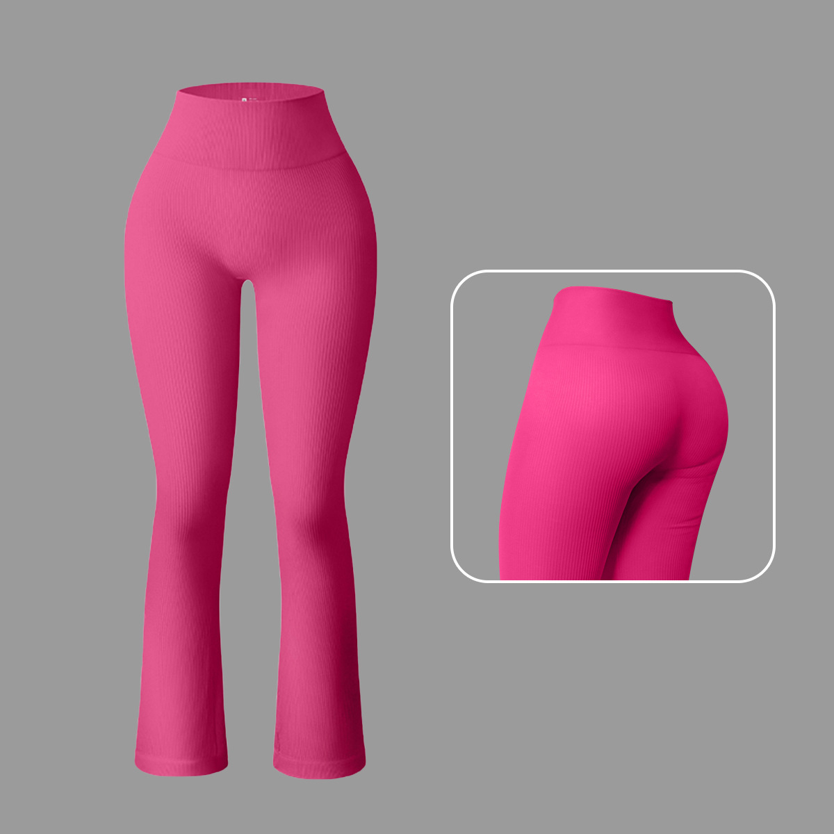 Spring New Tight Solid Color Leggings Yoga Pants for Women European and American Exercise High-Waisted Flared Leggings