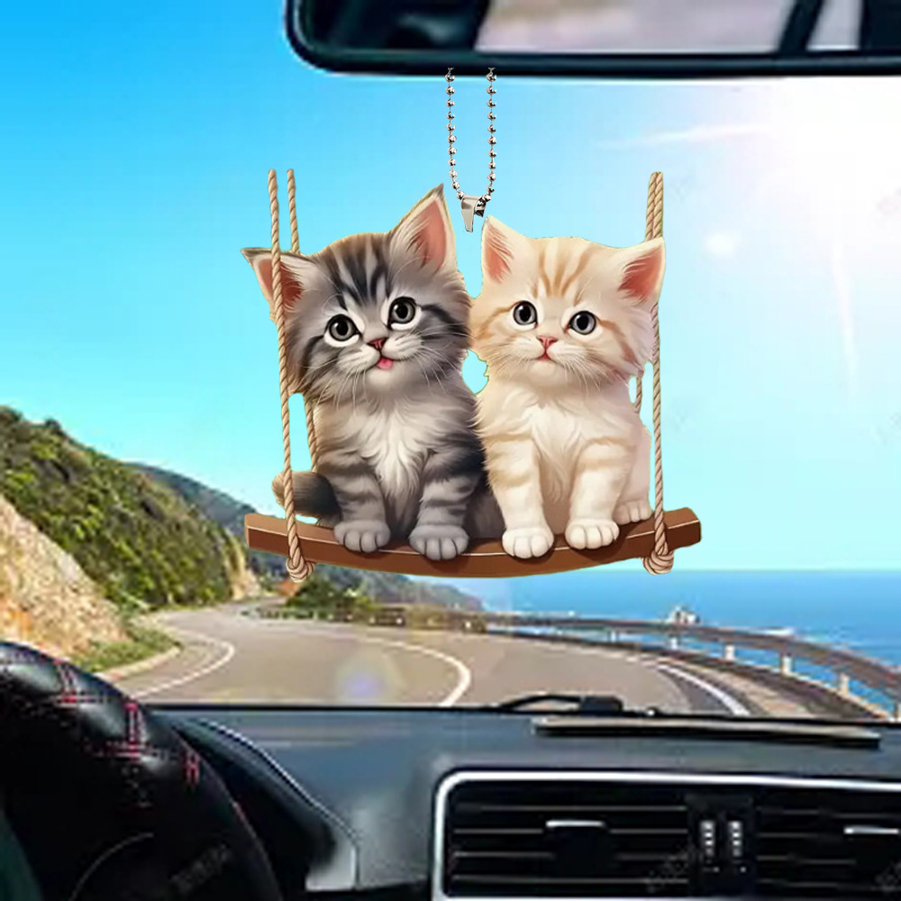 Acrílico swing adorable gato bolsas de accesorios de automóviles bolsas de llaves accesorios colgantes