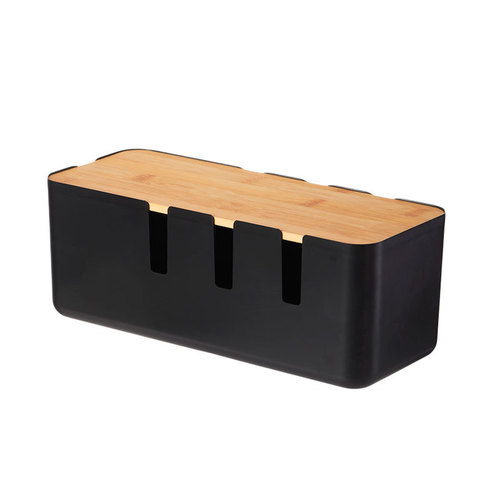 Wooden and Bamboo Electric Wire Storage Box Creative Seven-Hole Desk Organizer Cable Management Box Power Strip Charger Data Cable Organizer