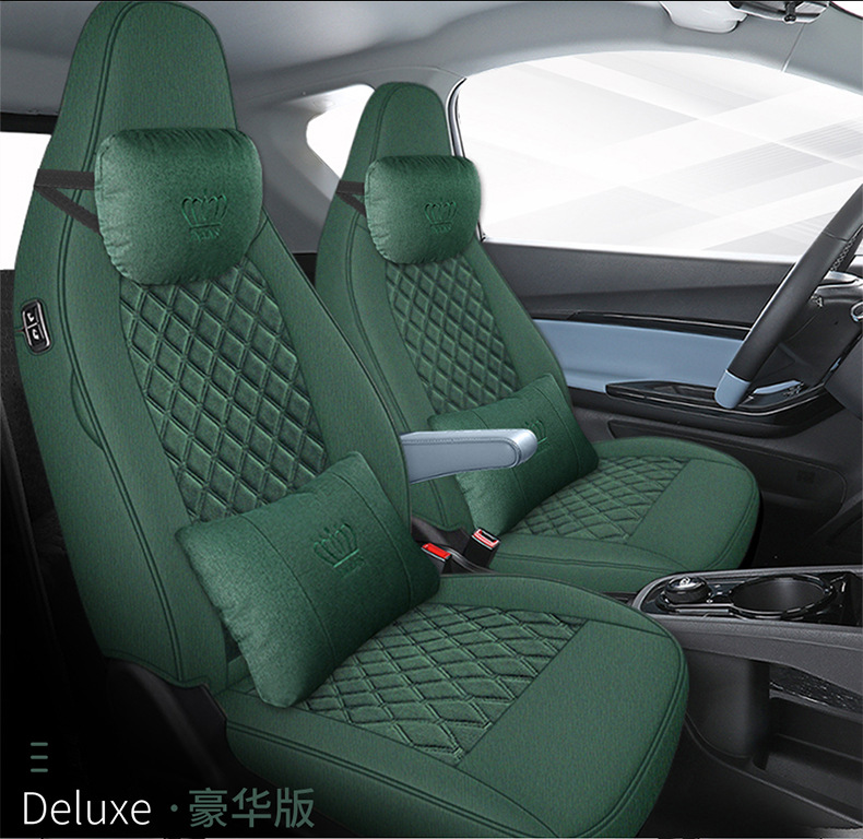Chery Little Ant Car Seat Cover, Suitable for All Seasons, Linen Breathable Cushion Seat Cover, All-Inclusive Cotton and Linen Special Seat Cover