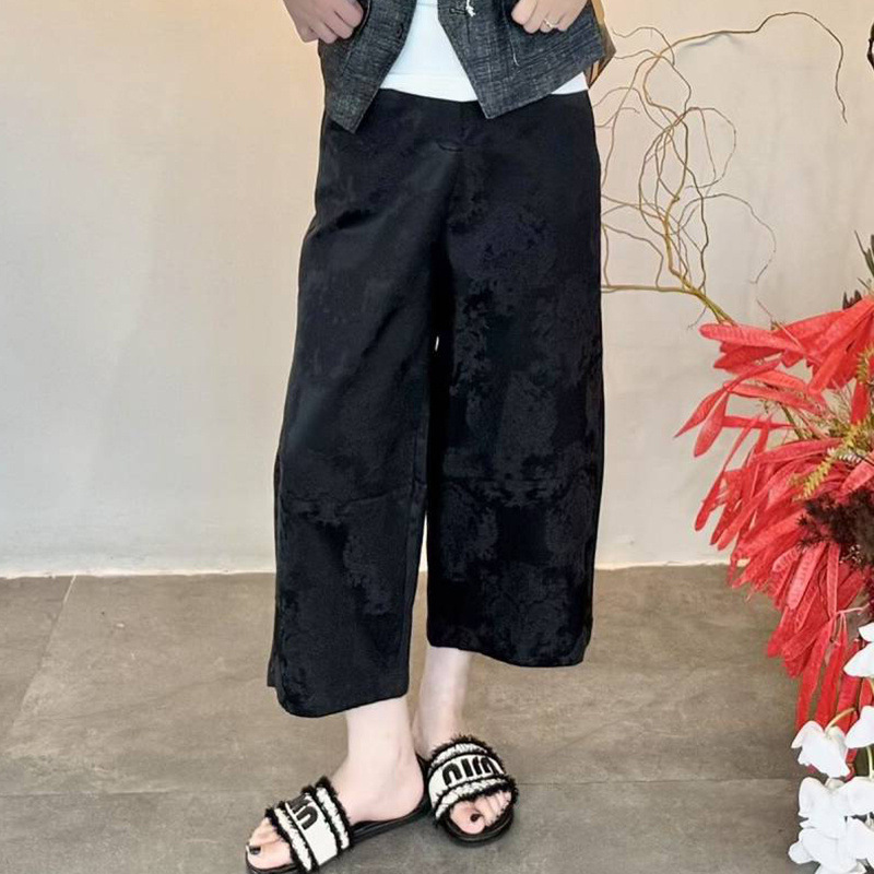 品质保证气质中年女新款新中式提花大码百搭裤宽松哈伦裤休闲长裤|undefined