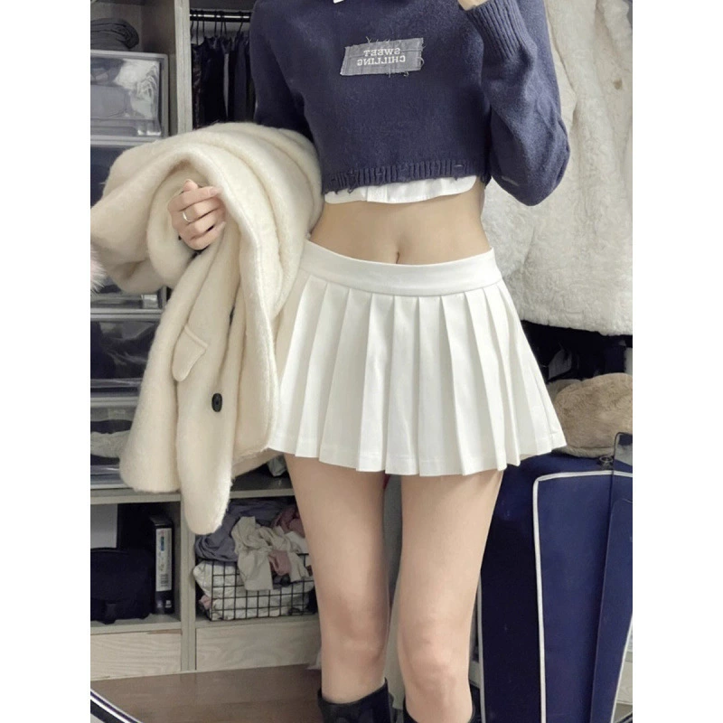 Ультра-короткая мини-юбка для миниатюрных женщин, плиссированная юбка А-силуэта с высокой талией, летняя белая ультракороткая юбка для похудения.