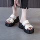Women's Thick-Soled Sandals for Outer Wear 2025 Summer New Style Sequined Niche Open-Toe Sandals Flip-Flops Tall Casual Shoes