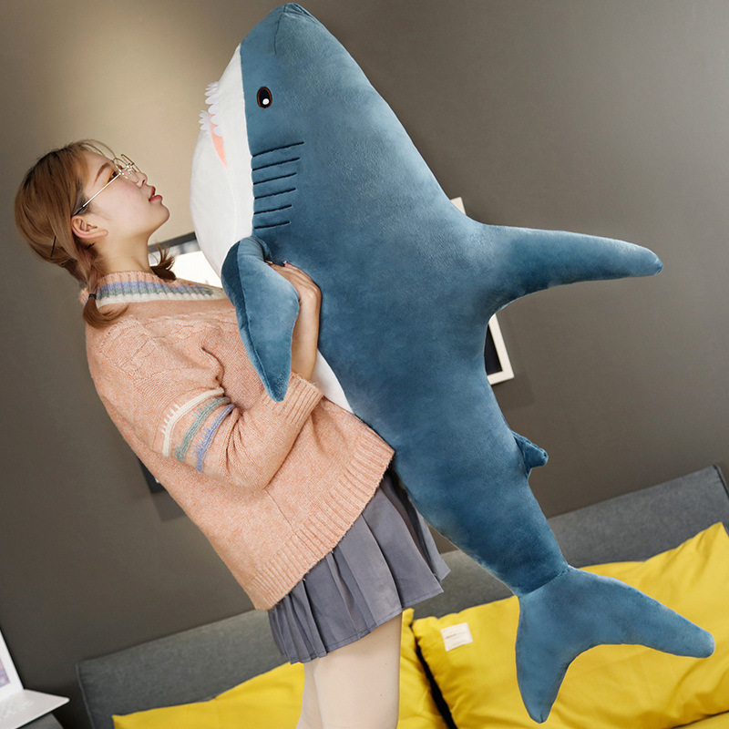 新款大号海洋动物大鲨鱼毛绒玩具创意锯齿鲨鱼公仔娃娃礼物批发