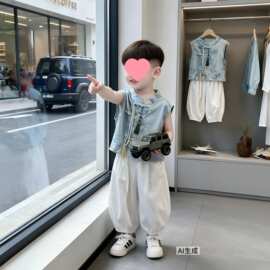 儿童汉服夏季薄款男童新中式短袖套装日常宝宝夏装国风唐装衣服潮