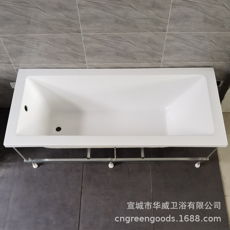 Israel Tub, Made of 3mm Acrylic New Material, Standard Bathtub with Galvanized Steel Pipe Disassembly Bracket