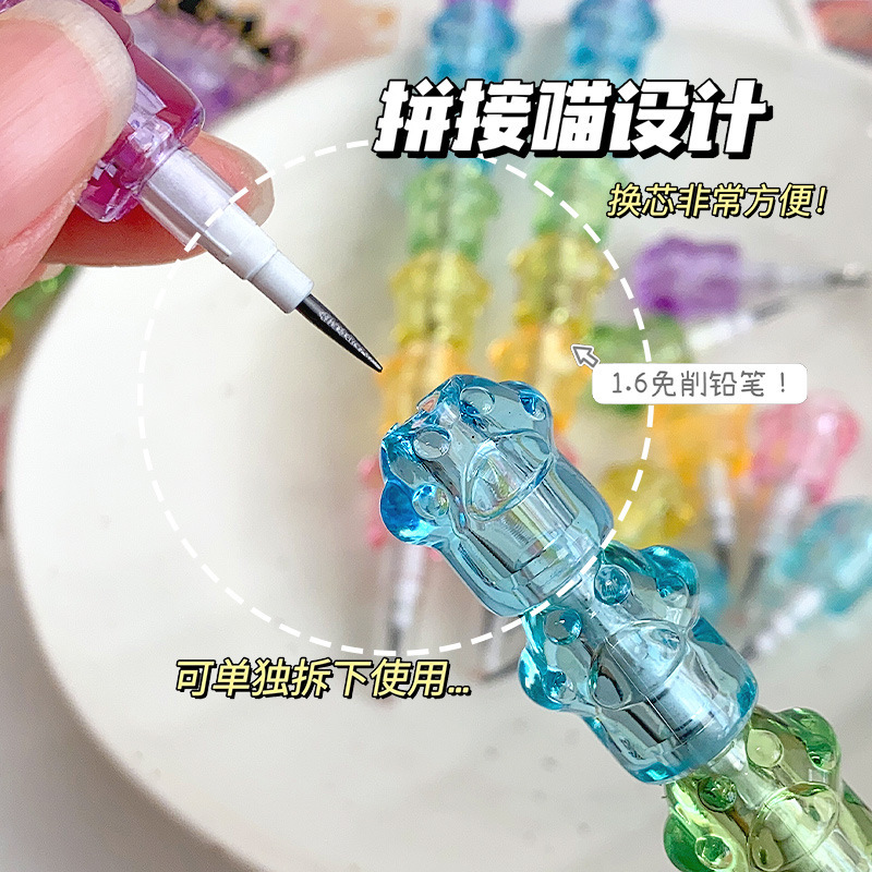 创意可爱猫爪免削积木铅笔可拆装学生用笔写字绘画子弹头铅笔批发|undefined