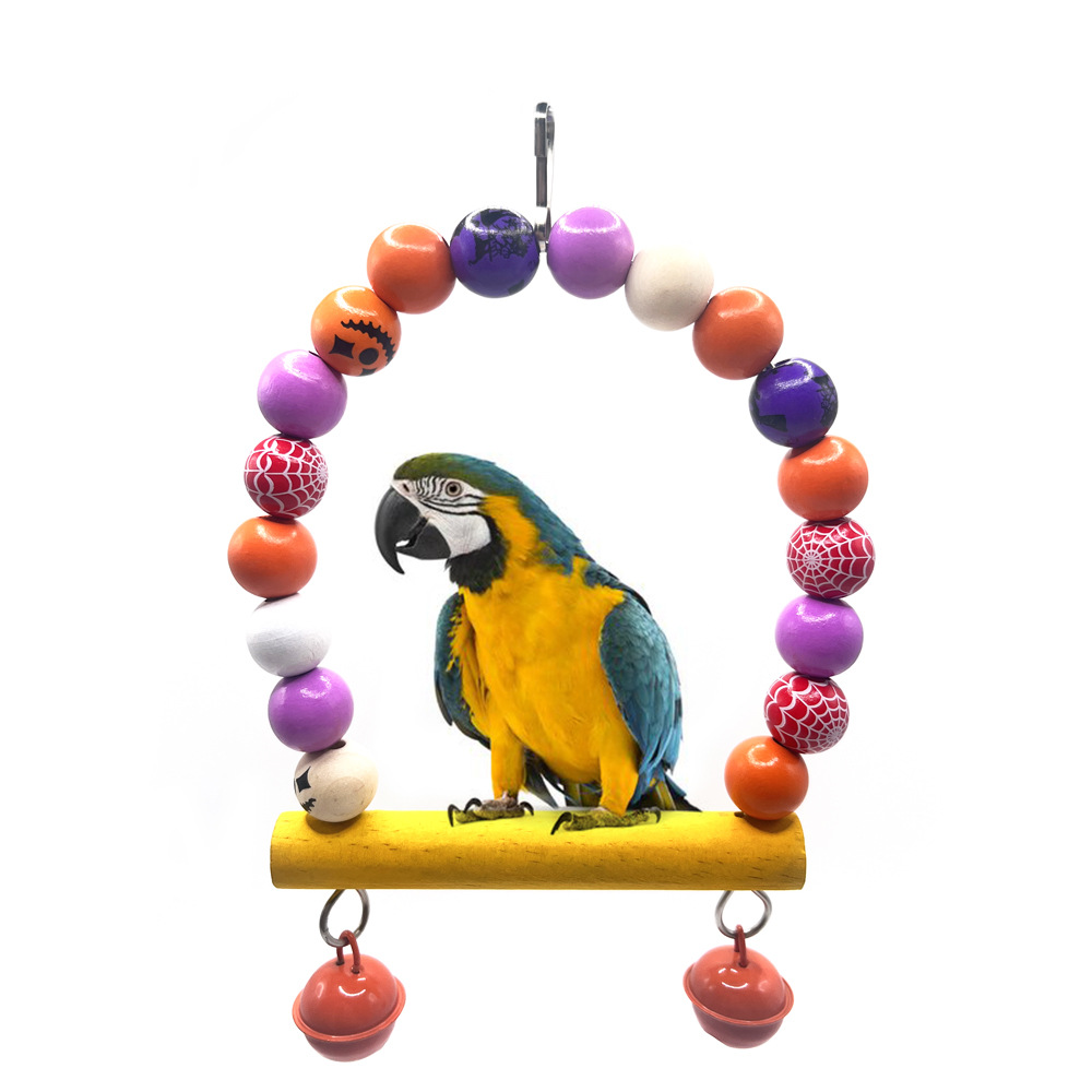 Columpio de Madera para Aves Decorativo para Halloween y Jaula de Pájaros