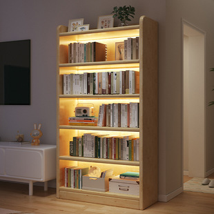 Solid Wood Bookshelf Storage Rack Floor Living Room TV Cabinet Side Multi-layer Display Rack Wall Student Household Simple Bookcase