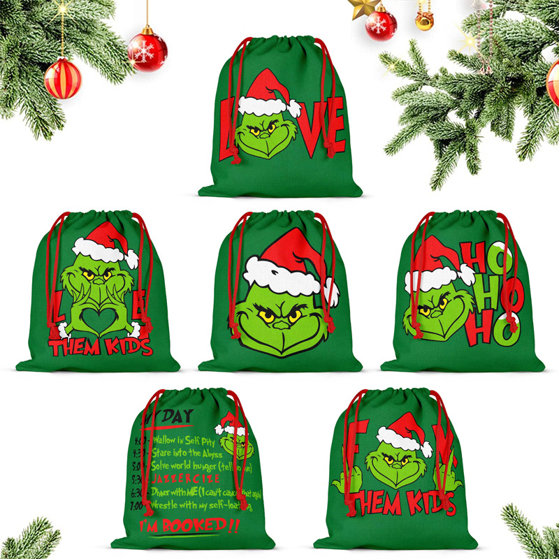 Christmas Cartoon Style Cartoon Character Letter Cloth Party Festival Gift Bags display picture 2