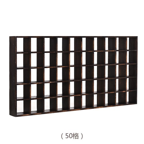 Burning Paulownia Wood Antiquity Shelf Solid Paulownia Wall Tea Set Rack Partition Display Shelf Living Room Multi-purpose Shelf Wall-hanging Grid Rack