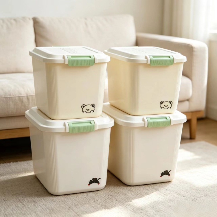 Large-capacity sealed insect-proof and moisture-proof flip-top deepened rice storage bin, rice and flour storage box, rice storage container with lid