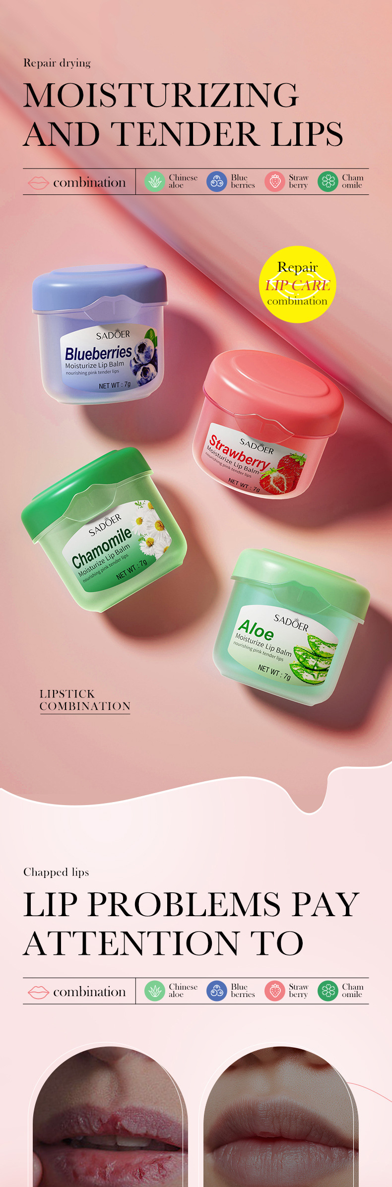 SADOER All English Strawberry Anti Cracking Moisturizing Lip Lippenstift_voghion.com