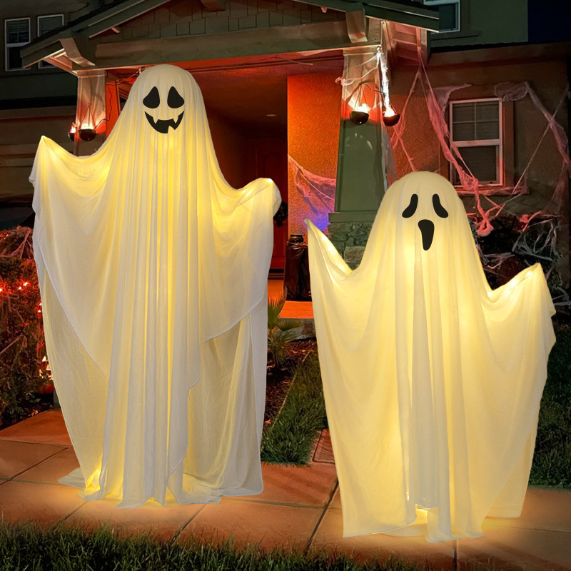 Halloween Supplies Front Porch Glowing Ghost Standing Ghost Halloween Courtyard Decoration Lights Halloween Props