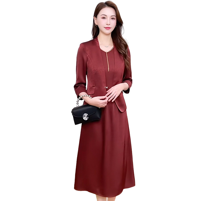 外搭无袖连衣裙两件套女装2025年秋季新款洋气时尚中年妈妈装套装|undefined