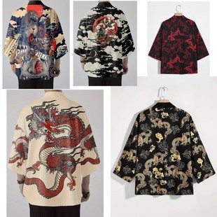 New Cross-Border Hot Selling Harajuku Dragon Element Digital Printing Japanese Harajuku Kimono Cloak Jacket Cardigan Summer
