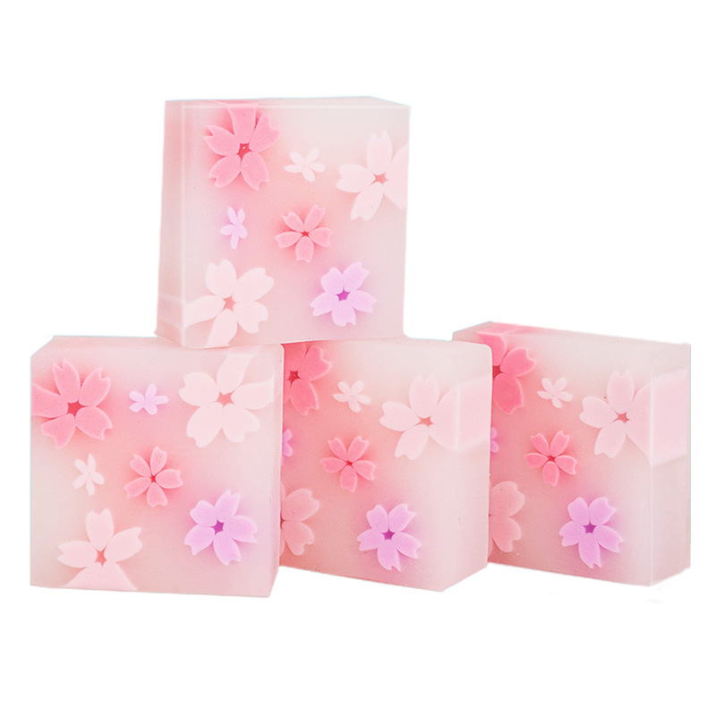 Deduli flor de cerezo caucho pequeño fresco semitransparente romántico sándwich creativo premio de jardín de infantes estudiantes niños dibujo escrito
