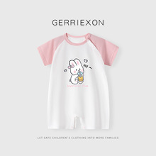 短袖女婴儿连体衣夏季a类纯棉宝宝衣服薄款洋气可爱哈衣夏装新款