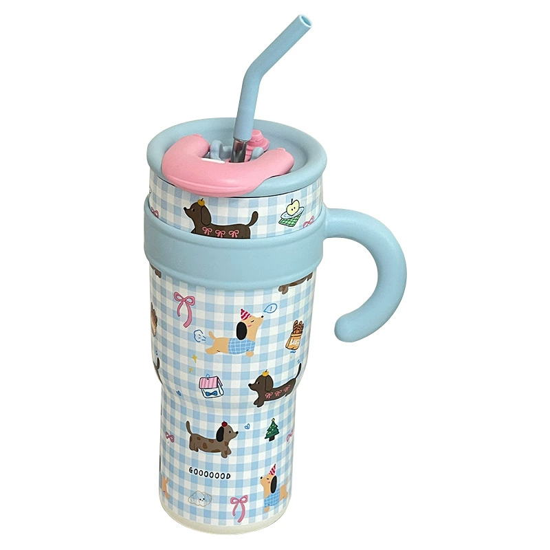 Capacious tea cup, straw, high quality glass with glass
