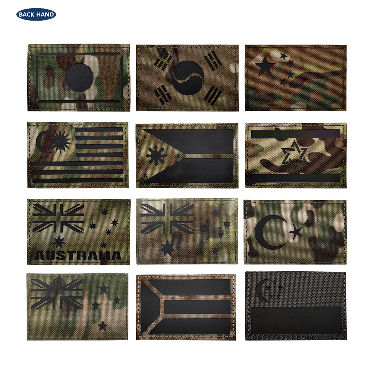 Parches de bandera IR europeo tela reflectante Velcro sello bandera camuflaje brazalete en stock