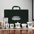 冰种羊脂玉瓷陶瓷功夫茶具套装中国白茶壶盖碗整套礼品高档礼盒装