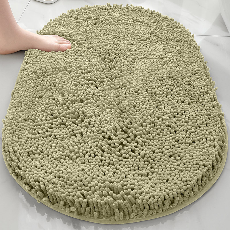 Alfombra absorbente de baño de chenilla ovalada Alfombra de pie de puerta de baño Alfombra antideslizante de entrada de baño Alfombra de dormitorio