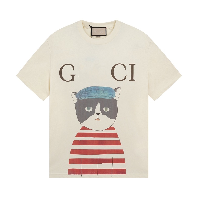 GU GU ハイバージョン クロスボーダー 25SS 新作 子犬 アニマル柄シリーズ プリント 半袖 Tシャツ カップル 万能|undefined