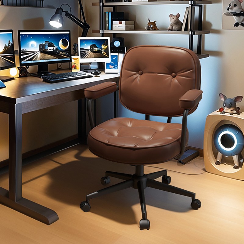 Home Computer Chair, Swivel Ergonomic Chair with Backrest, Comfortable Swivel Chair for Dormitory College Students, Liftable