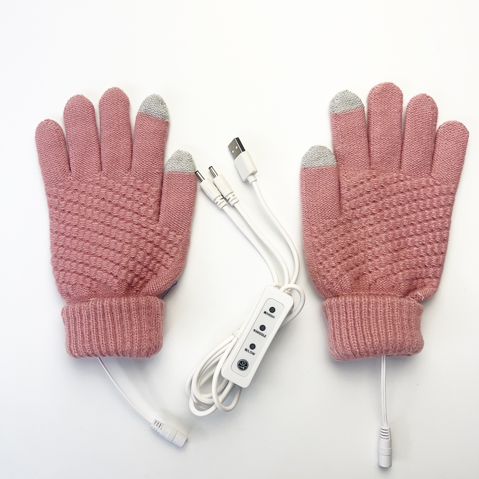 A cuadros de manga larga invierno pantalla táctil térmica suministro directo de fábrica Guantes eléctricos USB exclusivos transfronterizos 5-Dedo de punto de piña