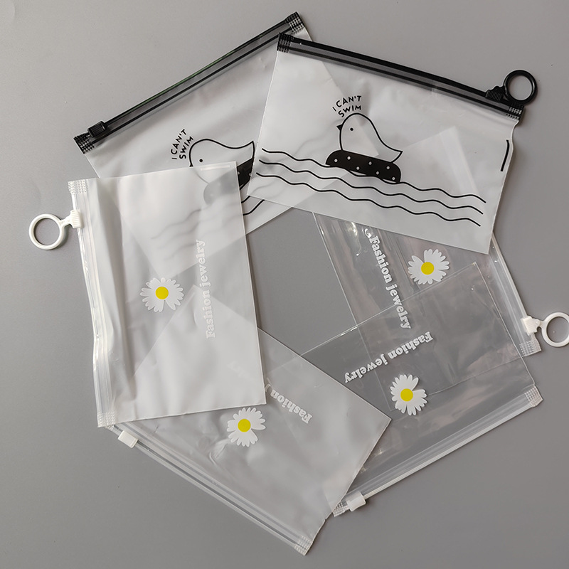 Wholesale Cute Color Cartoon Frosted Zipper Bag Packaging Jewelry Underwear Socks Storage Bag Plastic Ziplock Bag