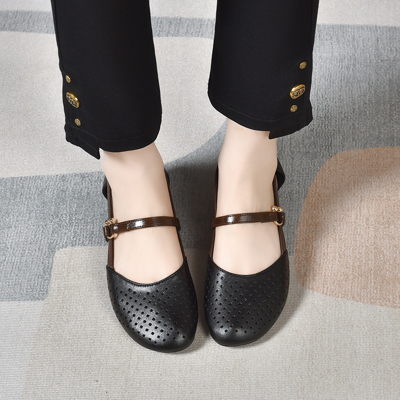 Gót đen cao 4 cm da thật