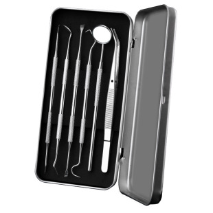 304 stainless steel dental tool 6 piece set to remove calculus culler tooth probe tweezers oral care tool