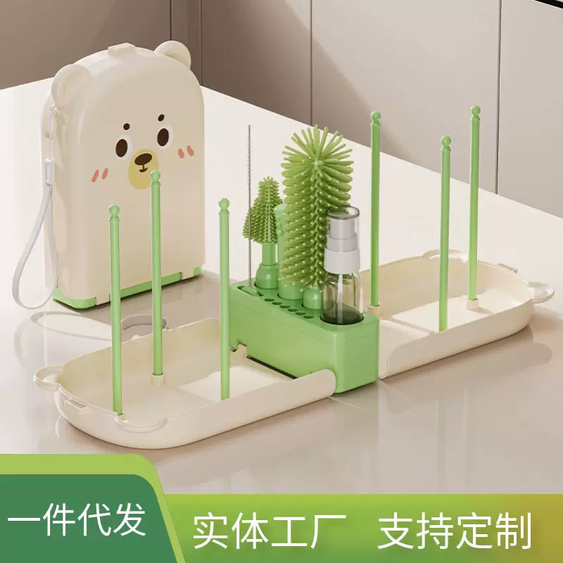 便携式奶瓶刷杯刷硅胶清洁刷新生婴儿专用清洗刷收纳盒子旅行套装