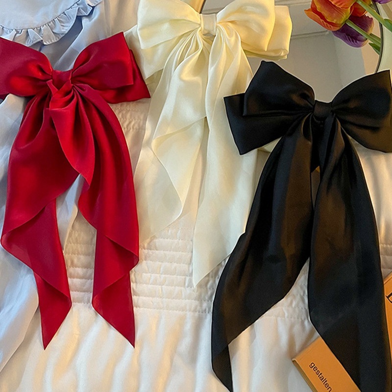 特大韓国風リボンヘッドバンドロングリボンスプリングクリップ女性のハイエンドヘアピンヘッドバンド diy 手作りアクセサリー|undefined