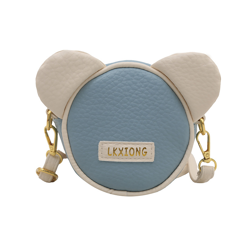 Cartoon Anime Little Bear Head Bolso de hombro para niños y niñas Mini lindo bolso de mensajero para bebés Bolso para niños de color de contraste de moda