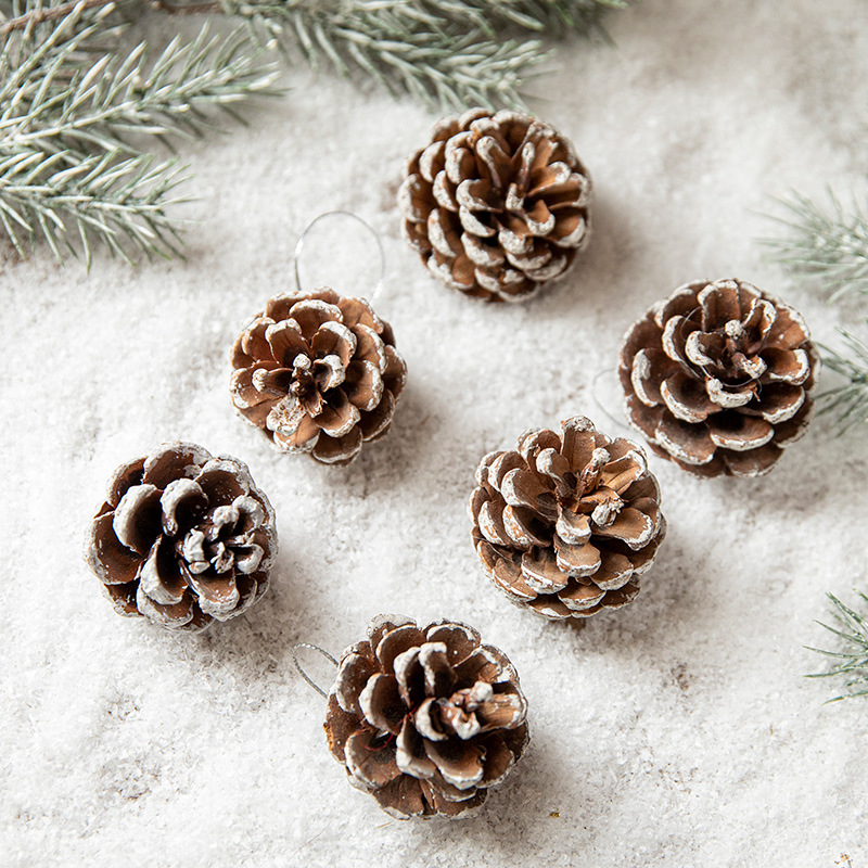 Decoraciones navideñas de piñas, adornos para árboles de Navidad, decoraciones navideñas, adornos colgantes, flores secas al por mayor