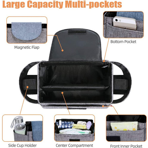 Large Capacity Stroller Hanging Storage Bag Convenient Mommy Milk Bottle Organizer Water Cup Collapsible Bag Wholesale