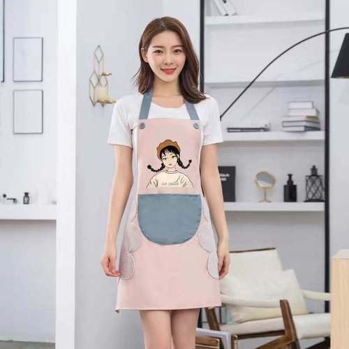 Home Apron Kitchen Waterproof Oilproof Cute Japanese Style Women's Fashion Korean Version Skirt Work Men's Cover-Up Adult Printed