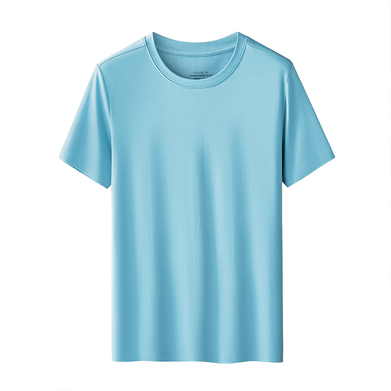 60 camisetas modales de doble cara para hombre de primavera y verano de manga corta, top de color sólido, cuello redondo, camisa de fondo informal