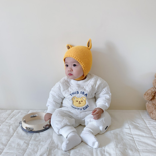 Korean baby clothes autumn and winter children's clothing newborn baby 0-3 years old quilted cartoon thickened suit boy suit winter 3
