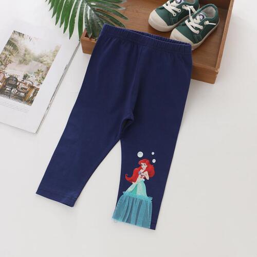 Girls' casual breathable stretchy cartoon princess leggings for outdoor wear, versatile and fashionable.